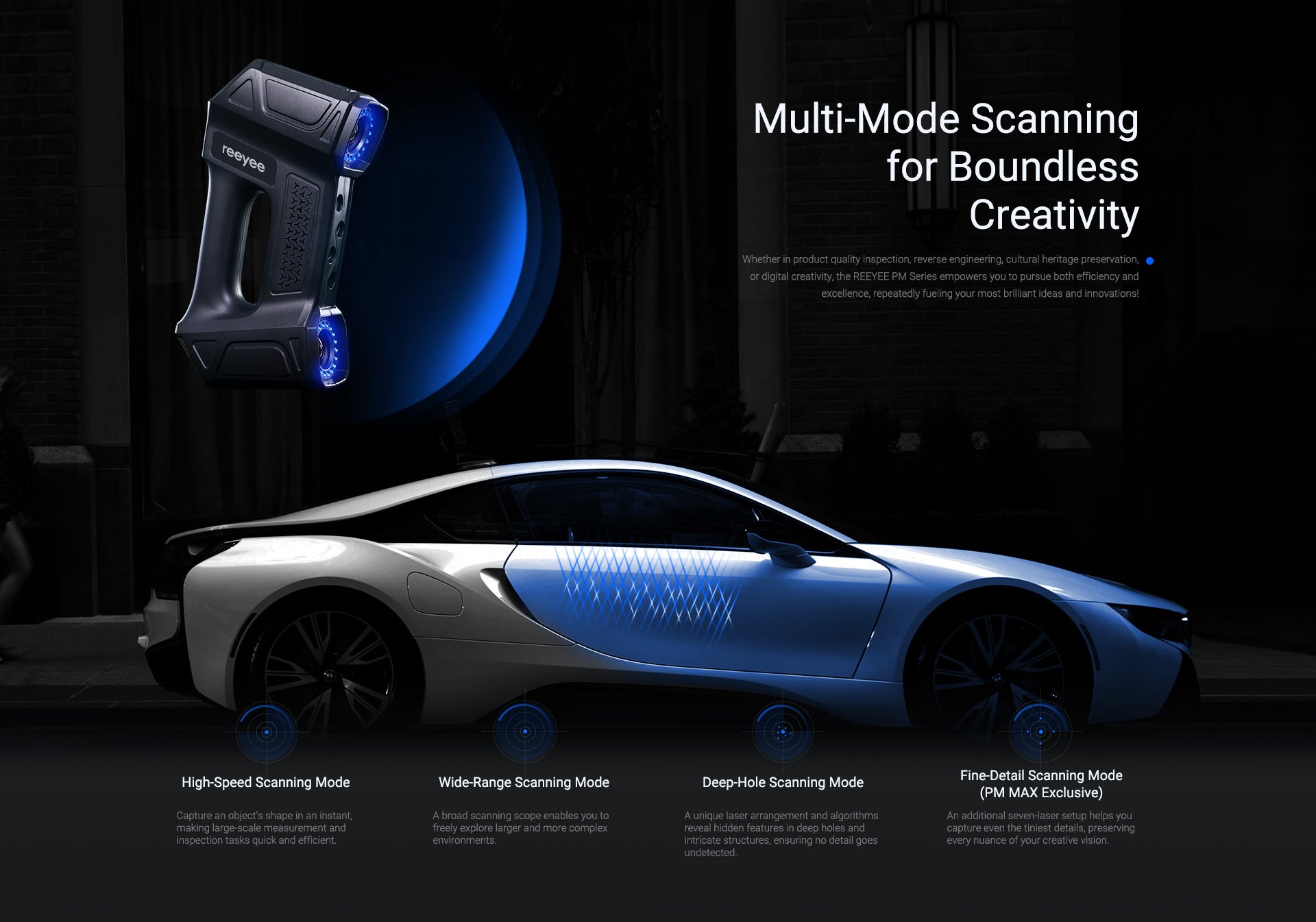 WIIBOOX REEYEE PM – Industrial-Grade Handheld Blue Laser 3D Scanner
