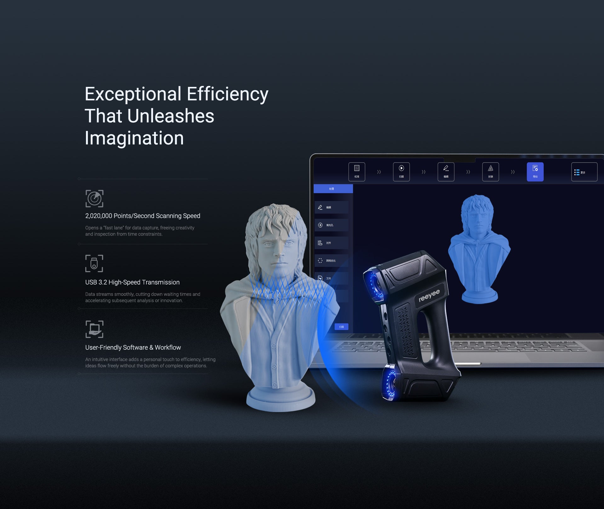WIIBOOX REEYEE PM – Industrial-Grade Handheld Blue Laser 3D Scanner
